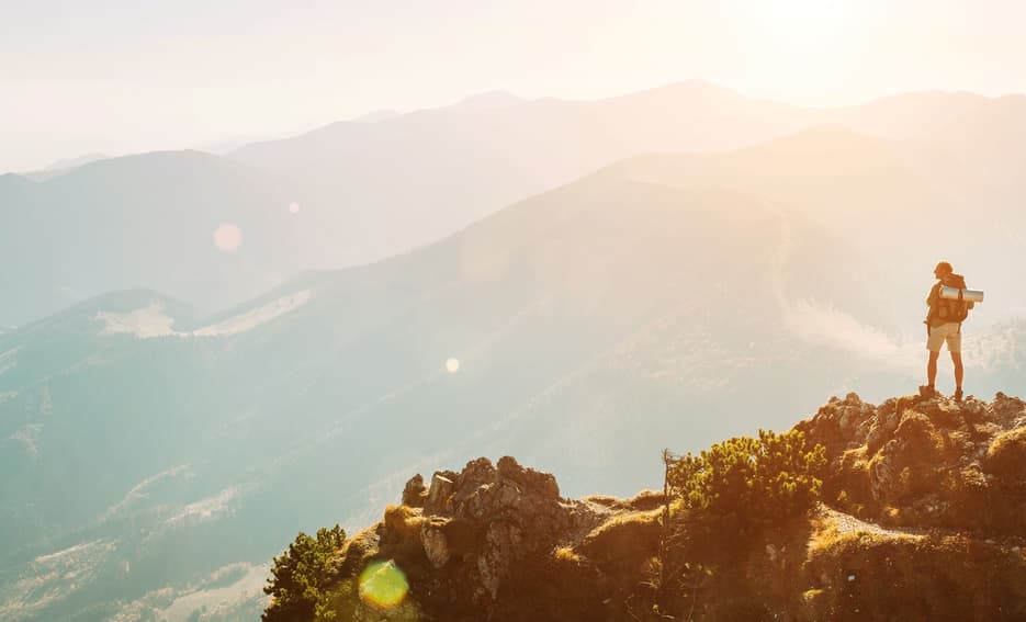 Man hiking in the mountains