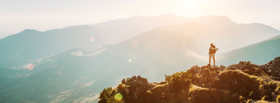 Man hiking in the mountains
