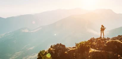 Man hiking in the mountains