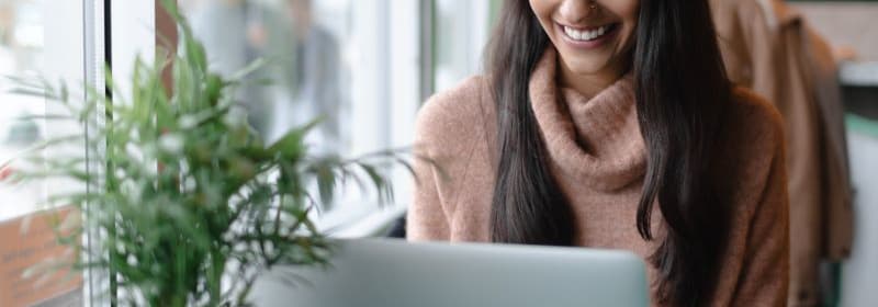Woman looking at computer