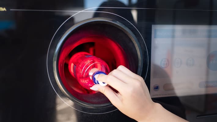 Container inserted in reverse vending machine