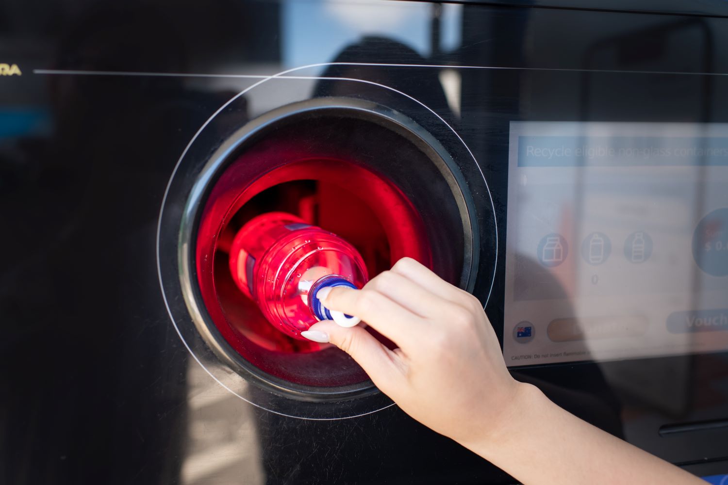 Container inserted in reverse vending machine