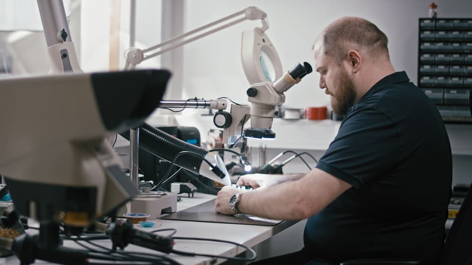 Employee working in electrics