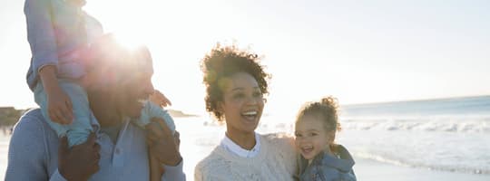 Family on beach