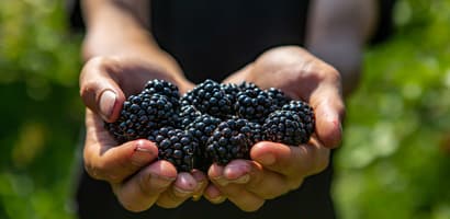 Manos sosteniendo moras