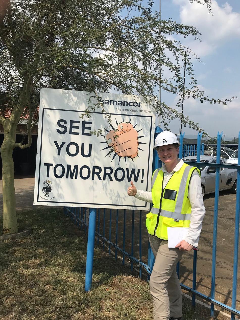 Ines Hartwig in front of sign