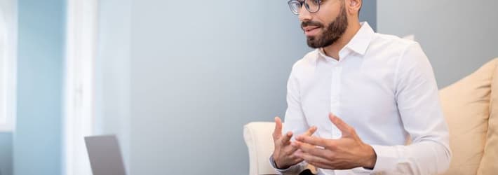 Men having online Interview