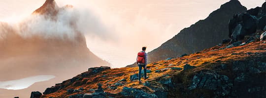 Man hiking in montain