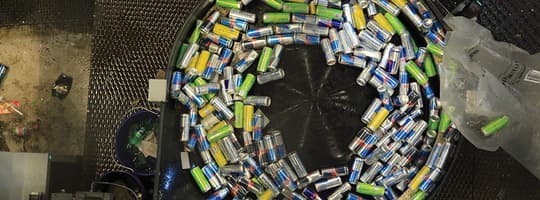 Aluminum cans being sorted
