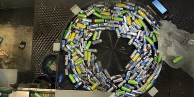 Aluminum cans being sorted