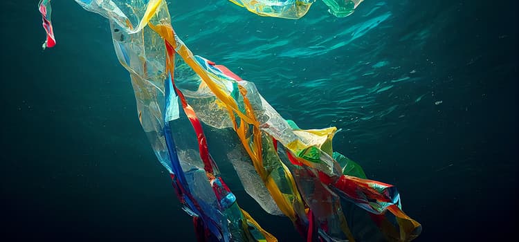 plastic floating in ocean