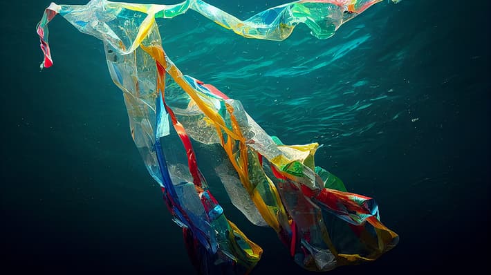 plastic floating in ocean