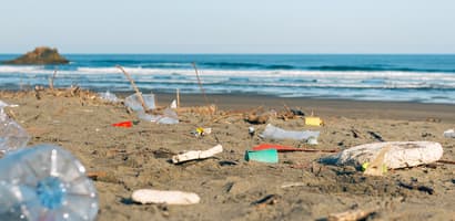 plastic waste on a beach