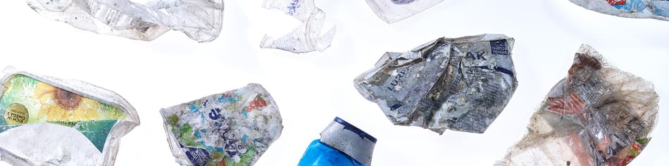 Different types of plastic waste packaging