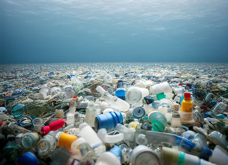 Plastic waste covering ocean floor