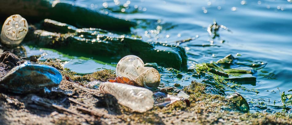 plastic waste washing ashore