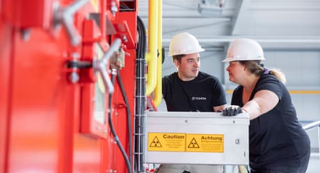 Service being done on TOMRA Mining sorting machine