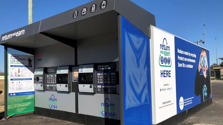 Reverse vending kiosk in New South Wales