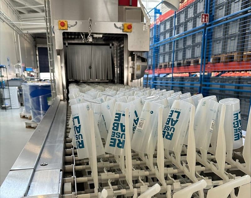 Reusable cup washing line in Aarhus, Denmark