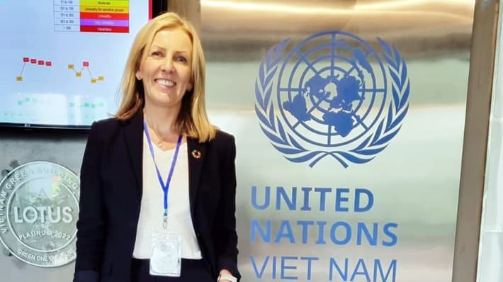 TOMRA President and CEO Tove Andersen at the UN office in Vietnam