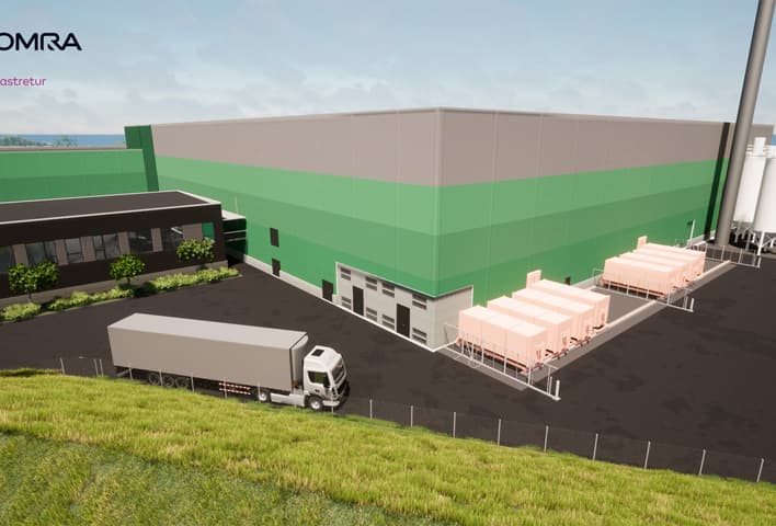 Rendering of new TIOMRA Plastretur joint venture plastic sorting facility 