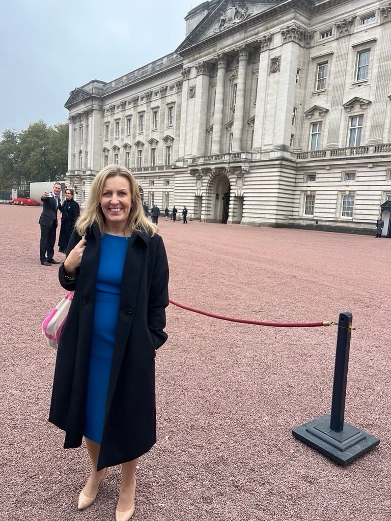 TOMRA President and CEO Tove Andersen outside of Buckingham Palace ahead of the Sustainability Reception in November 2024.