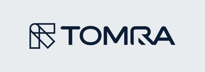 Midnight blue TOMRA logo on light gray background