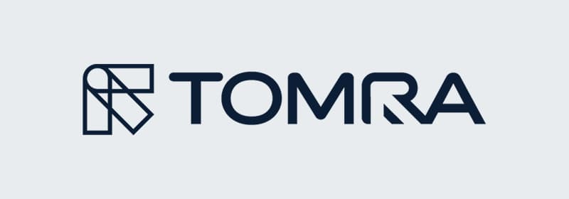 Midnight blue TOMRA logo on light gray background
