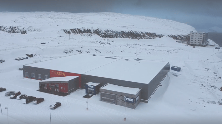 Vue aérienne de la façade de Coop EXTRA Storsvingen