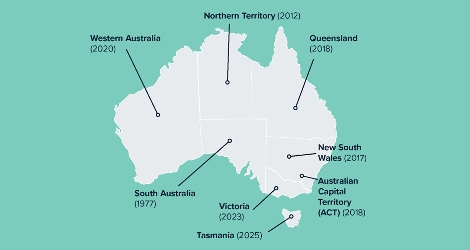 Map for Australia container deposit scheme