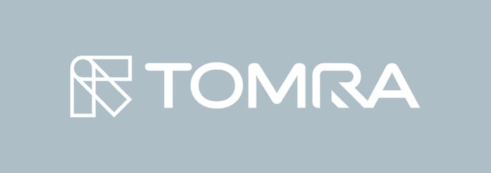 White TOMRA logo on gray background