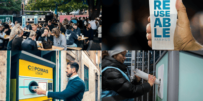 Four images of TOMRA Reuse solutions combined together
