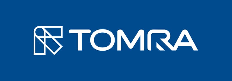 White TOMRA logo on TOMRA original blue background