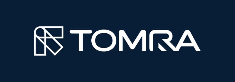White TOMRA logo on midnight blue background