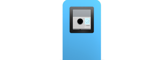 T100 bottle machine on a blue wall