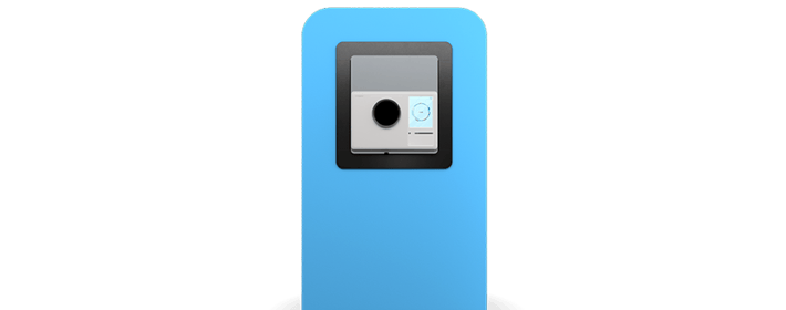 T100 bottle machine on a blue wall