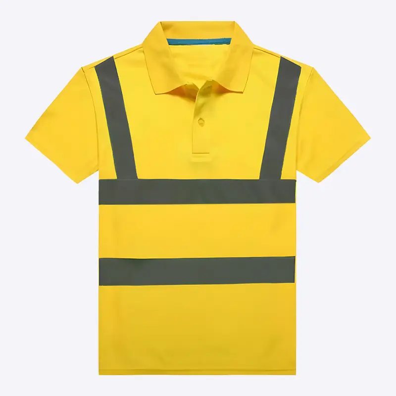 Polo haute visibilité à manches courtes et rayures réfléchissantes pour l'été. Essentiels de sécurité pour la construction 1