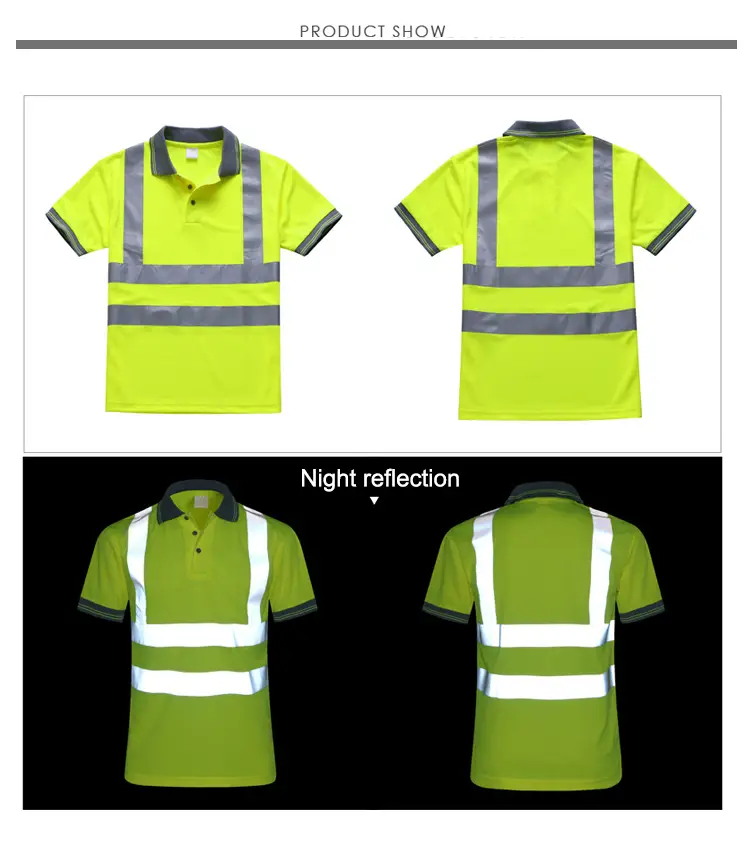 Brugerdefineret poloshirt med høj synlighed, reflekterende trafiksikkerhed og ventilation i mesh 1