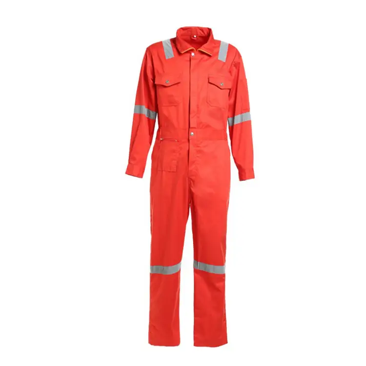 Long Sleeve Cotton Work Coverall Hi Vis Reflective Road Safety Fireproof Multipocket Work Uniform Breathable Design 1