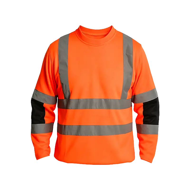 High-visibility round-neck long-sleeved safety T-shirts suitable for transport and warehouse staff 1