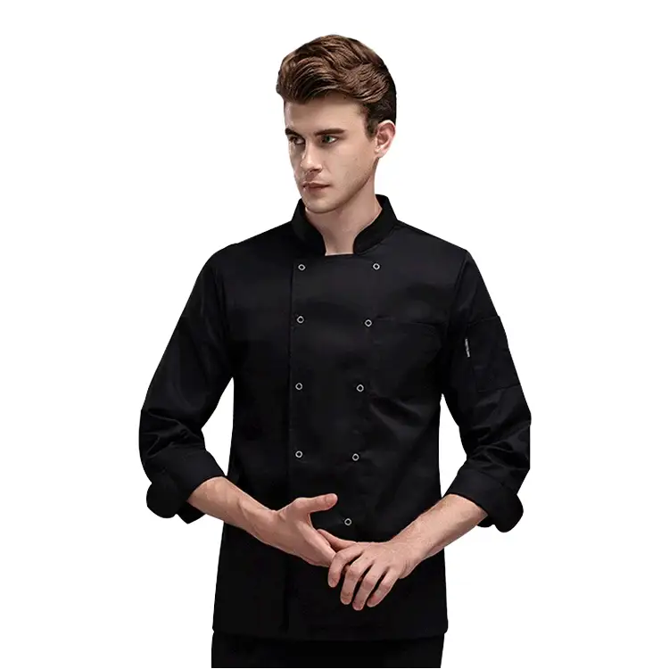 Custom Men's Work Uniforms: Long-Sleeve Breathable Chef Jackets for Restaurant and Hotel Kitchens 1