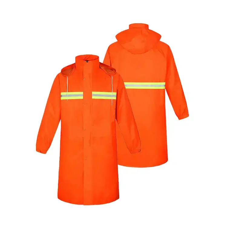 Custom-Made Waterproof Long-Length Safety Raincoat Breathable Reflective Safety Raincoat 1