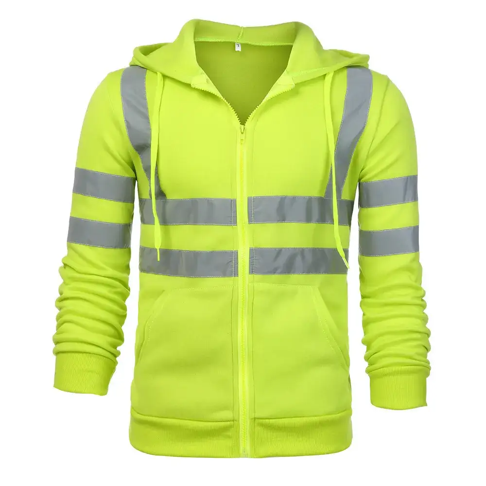 High-Visibility Construction Site Roadwork Safety Reflective Hooded Sweatshirt 1